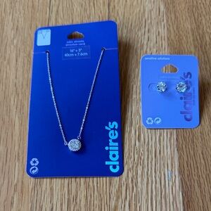 Claire's Silver Necklace & Earrings Jewelry Set. New with tags.
